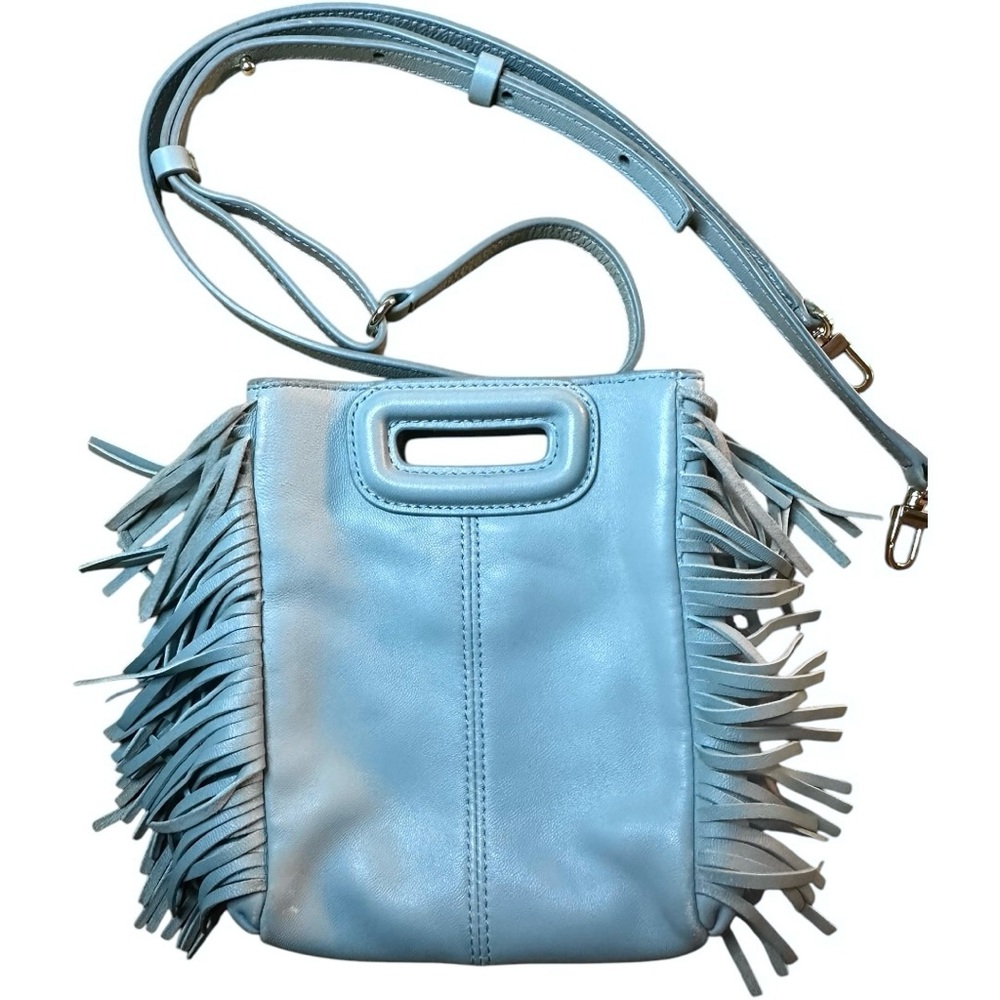 Maje $332 MSRP Maje M bag Light Blue Fringe Mini Top Handle w Crossbody 3-way